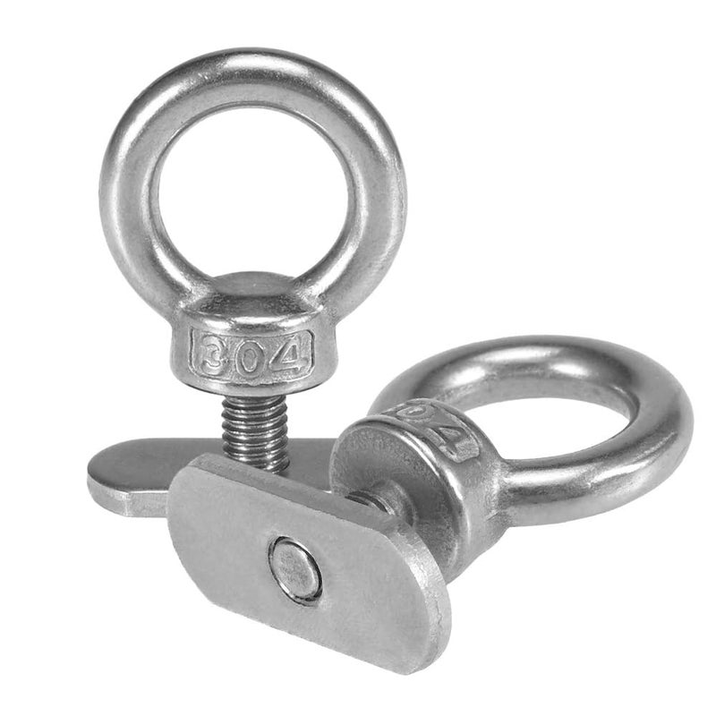 RANDDER Track Mount Kayak Tie Down Eyelet  2 Packs Stainless Steel Eyelets with 4 Washers & 2 Nuts Kayaking Mounting Replacement Kit for Bungee Cord Rope Up to 0.6 "" - Image 1